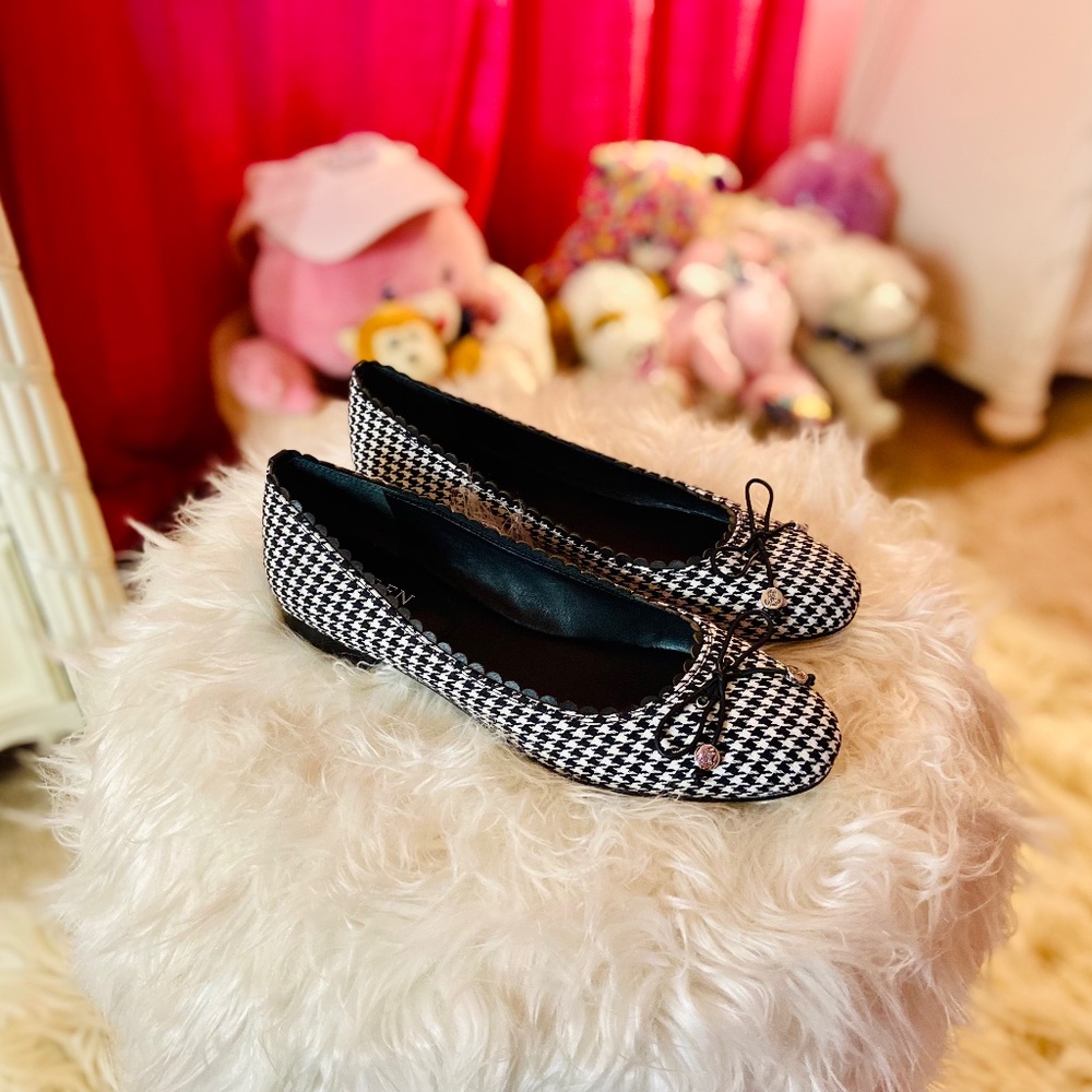 Lauren Ralph Lauren Ballet Pumps Houndstooth Bow Detail Quiet Luxury Women’s 8.5
